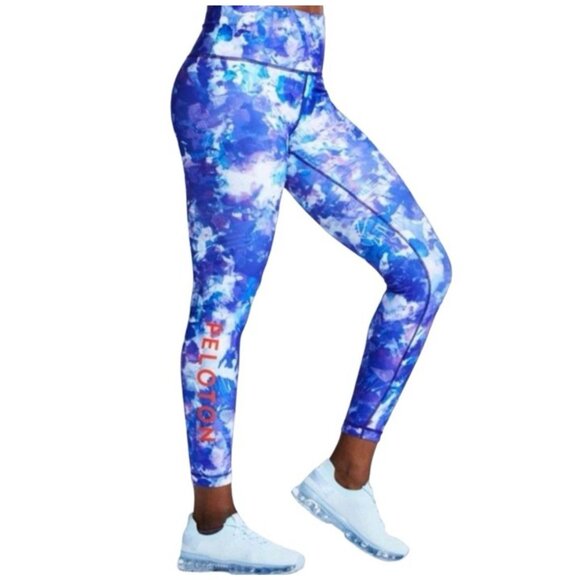 WITH nPeloton Womens High-Waist Abstract Print Leggings S/M Blue Purple 35" Leng - Picture 1 of 8